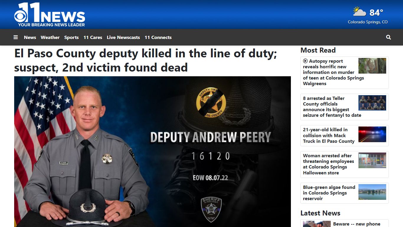 El Paso County deputy killed in the line of duty; suspect, 2nd victim ...